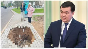 Ушла земля из-под ног: в Астане девушка провалилась под асфальт на остановке